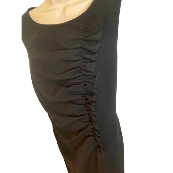 Calvin Klein NWT Black Sleeveless Knee Length Sheath Dress Ruffle Accent Sz 14 - Picture 3 of 7